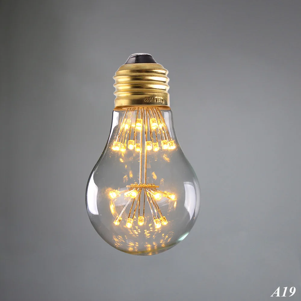 Christmas bulbs ST64 A60 G80 G95 Ретро звездное небо диммируемая Светодиодная лампа 3 Вт 2200 к E27 220 В бутылка вина декоративная фейерверк лампочка лампада СИД - Испускаемый цвет: A19