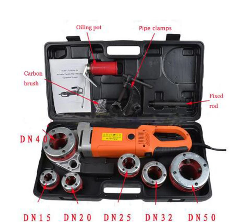

Handheld Portable Electric Pipe Threader With 6 Dies Threading Machine