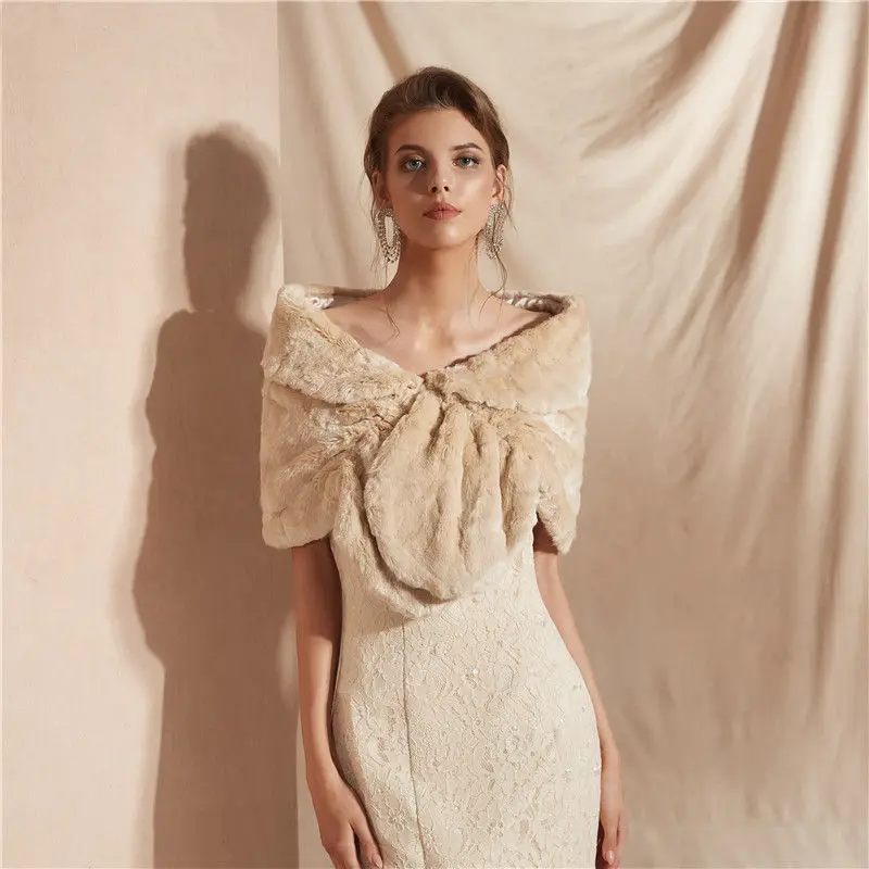 Зимние Болеро цвета слоновой кости белый накидка из искусственного меха для