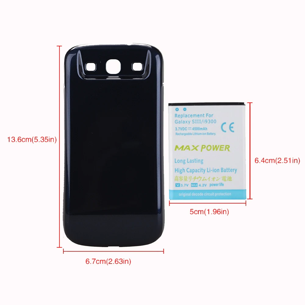 Расширенный перезаряжаемый аккумулятор для Galaxy SIII/i9300 4500 мАч черный чехол