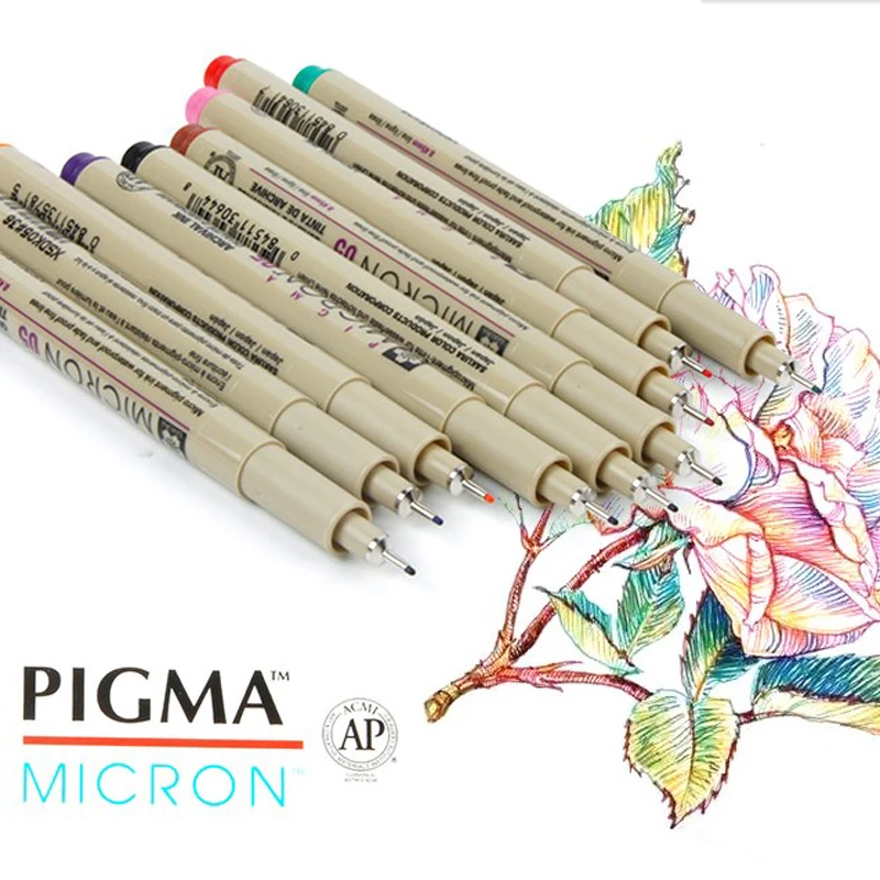 Sakura Pigma Micron тонкая грань ручка комплект для детей 3, 4, 9 разных Цвета профессиональный художественный маркер для манги Comic Pro Кисть для подводки ручка Набор для рисования