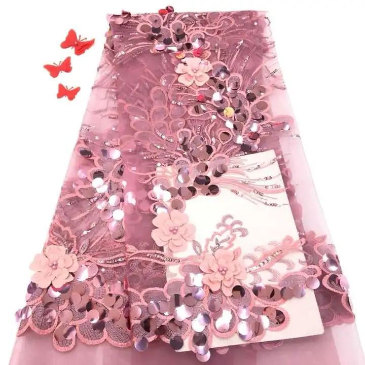 Красивая африканская кружевная ткань 3D с цветочным дизайном 2019