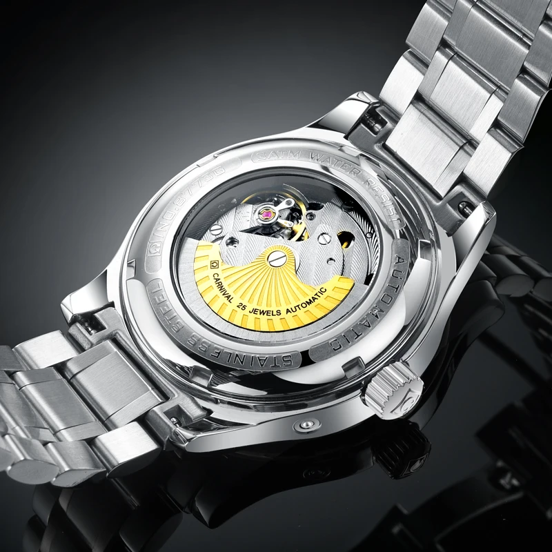 Модные мужские часы с резервным питанием серебристые автоматические