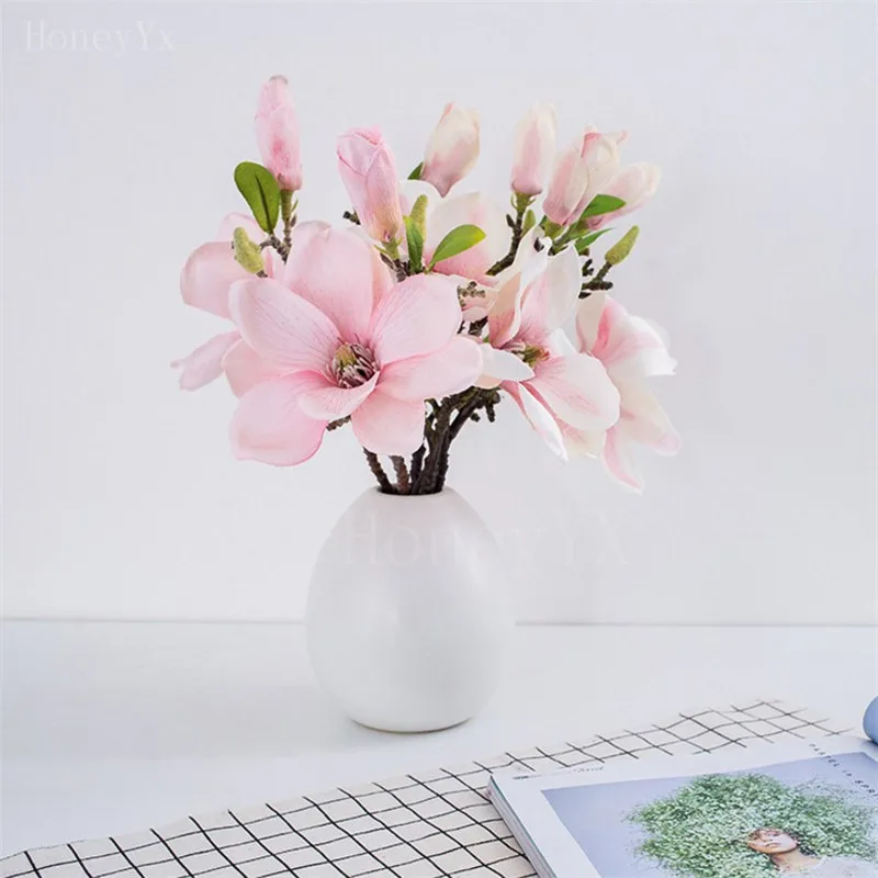 Artificial Magnolia Silk Flower Branch Fleur Artificielle Flores Arrange Table Wedding Home Decor Accessory | Дом и сад