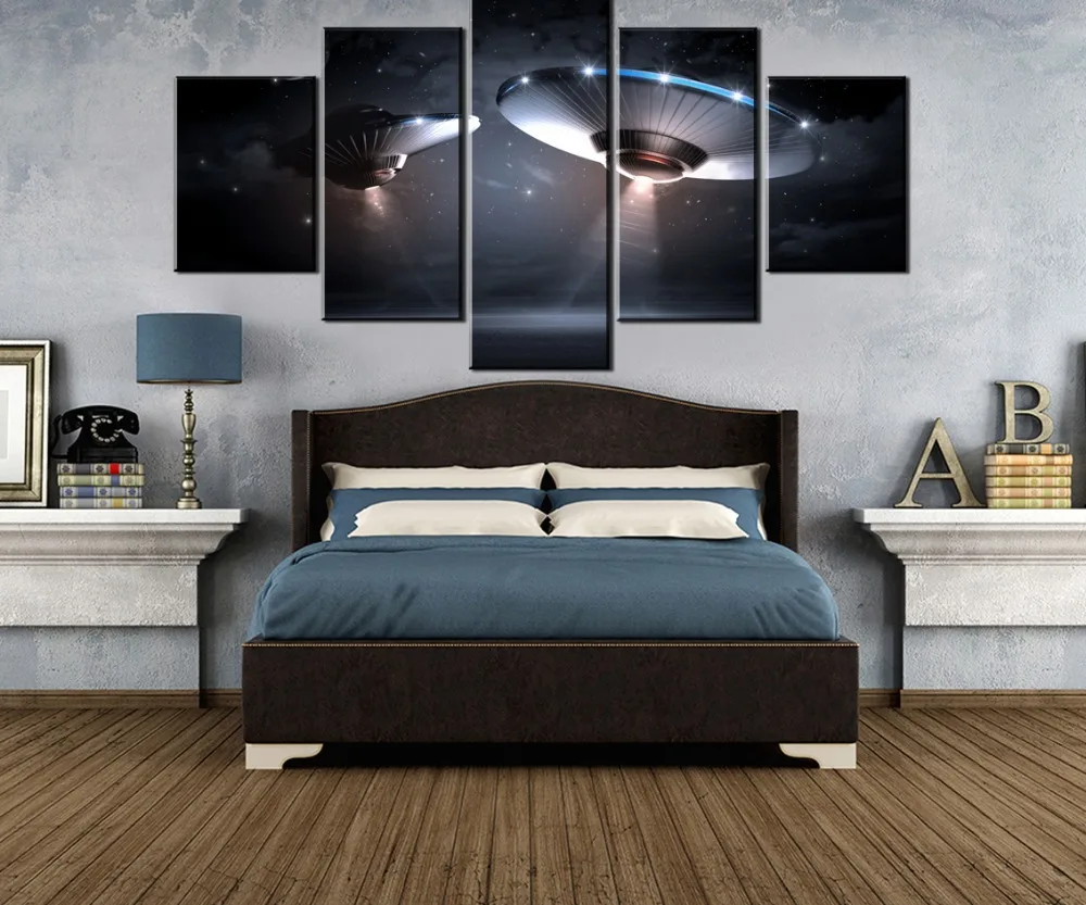Модульная Настенная картина НЛО на заказ 5 панелей домашний декор Картина холсте