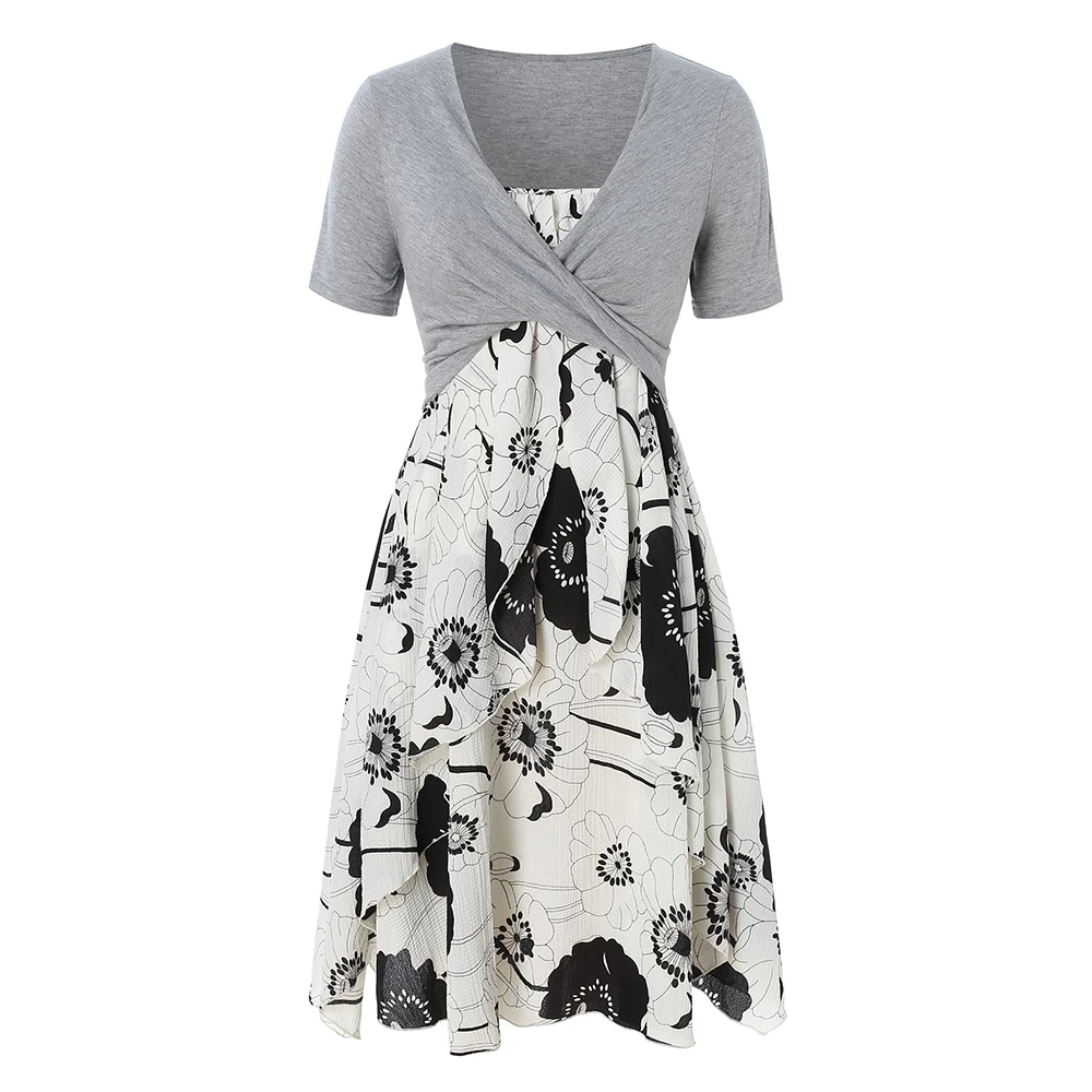 Платье на бретельках с цветочным принтом твист топом а-силуэт животным летнее