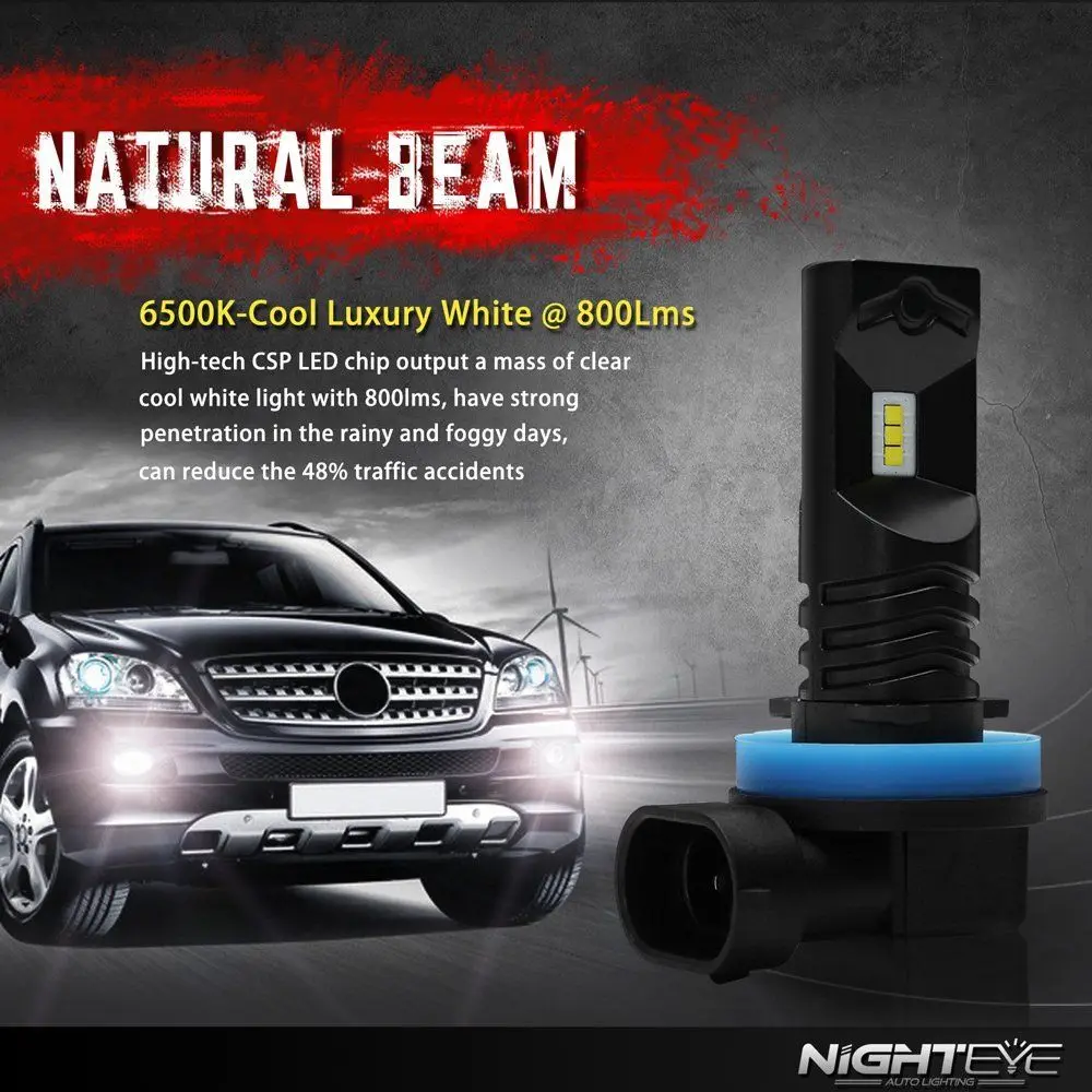 Фото NOVSIGHT H11 H7 автомобильная светодиодная противотуманная ЛАМПА H3 H1 9006 HB4 6500K 160 Вт лм противотуманная лампа для автомобиля светодиодная лампа для... №3