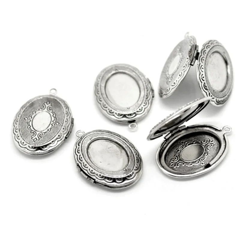 20 Шт. Овальный Цветочным Узором Фото Locket Подвески Кадров Breloque Ювелирных Изделий