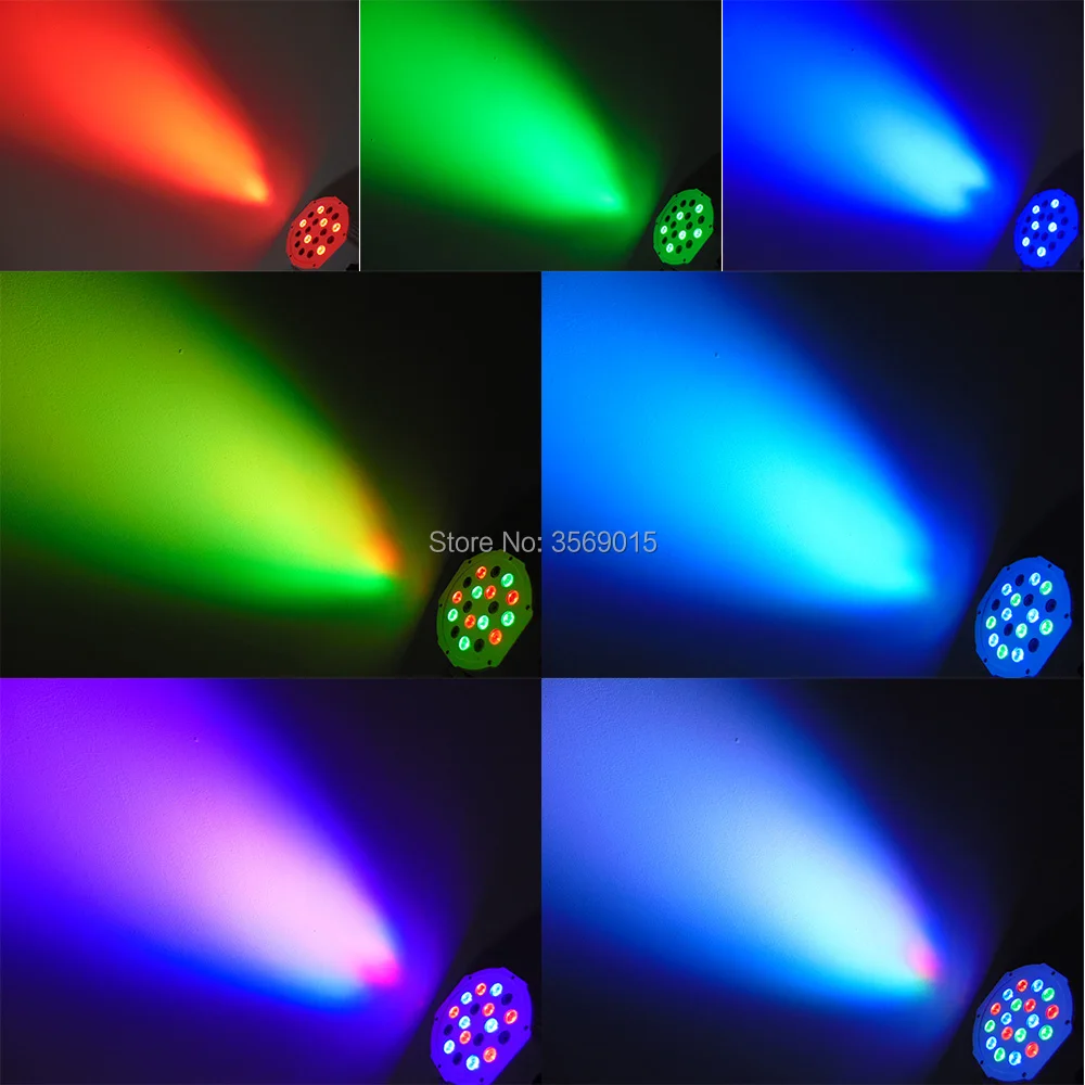 Профессиональное светодиодное освещение 18 х3 Вт RGB для сценического эффекта
