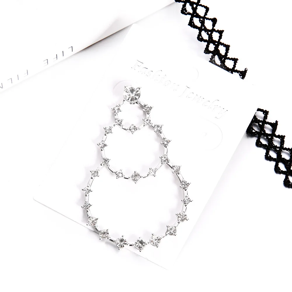 Длинные свисающие серьги для женщин с украшением в виде кристаллов полые круглая