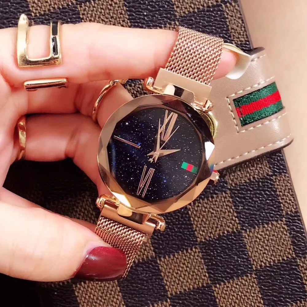 Новое поступление простые женские часы с сетчатым браслетом из нержавеющей