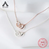 s925 sterling silver simple mix personality rose gold adjustable round pendants necklace