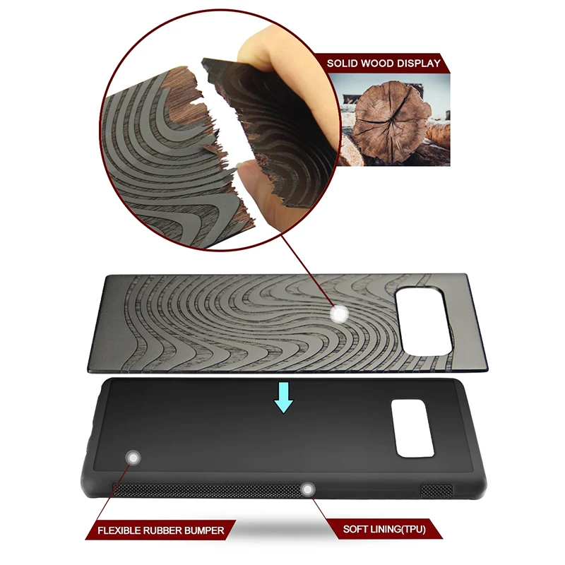 Роскошные чехлы для телефонов Samsung Note 8 Note8 чехол настоящая древесина твердая