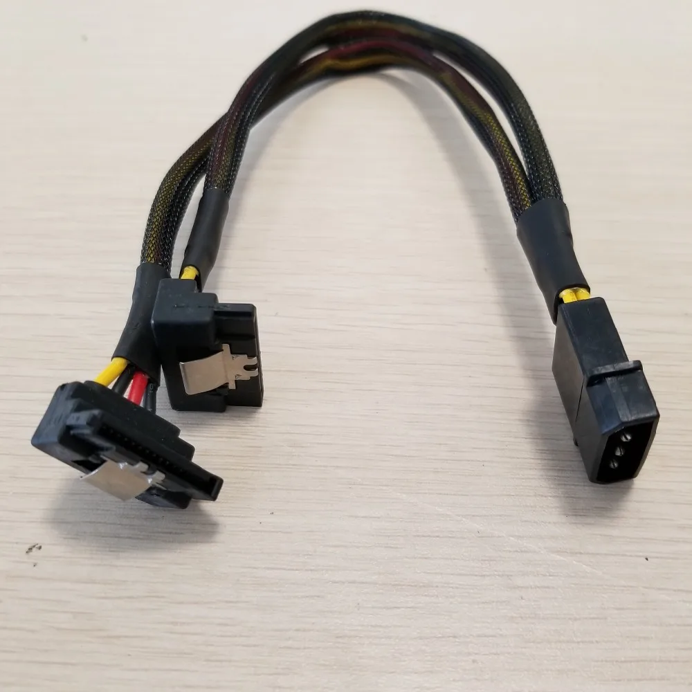 ПК компьютер DIY PSU 4Pin 4P IDE Molex на двойной 90 градусов вниз угол 15Pin SATA Кабель питания