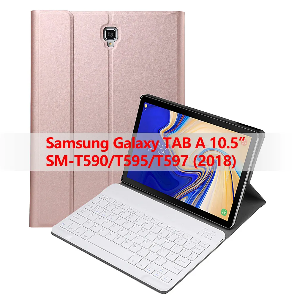Rose gold Для планшета samsung Galaxy Tab A 10,5 SM-T590/T595/T597 Съемный Bluetooth беспроводной чехол с клавиатурой с функцией автоматического сна/пробуждения - Цвет: Rose gold