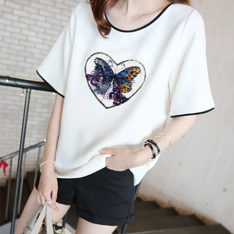 Меняющие цвет бабочки diy нашивки с двусторонними блестками для ремонта одежды