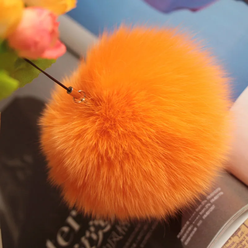 

10cm Nature Genuine Fox Fur Ball Pom Pom Fluffy DIY Winter Hat Skullies Beanies Knitted Cap Pompoms TKF005-orange