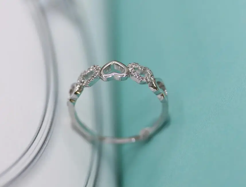 Женское кольцо с сердечком из чистого серебра 925 пробы бриллиантами (JSA)|love ring|rings