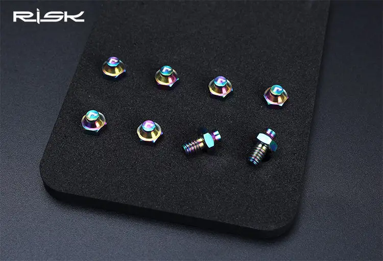 Rainbow RISK 8 шт./компл. M4* 5 мм титановый сплав фиксированные болты для велосипедной педали MTB Горная дорога велосипед противоскользящие винты велосипедные подножки болт - Цвет: Rainbow