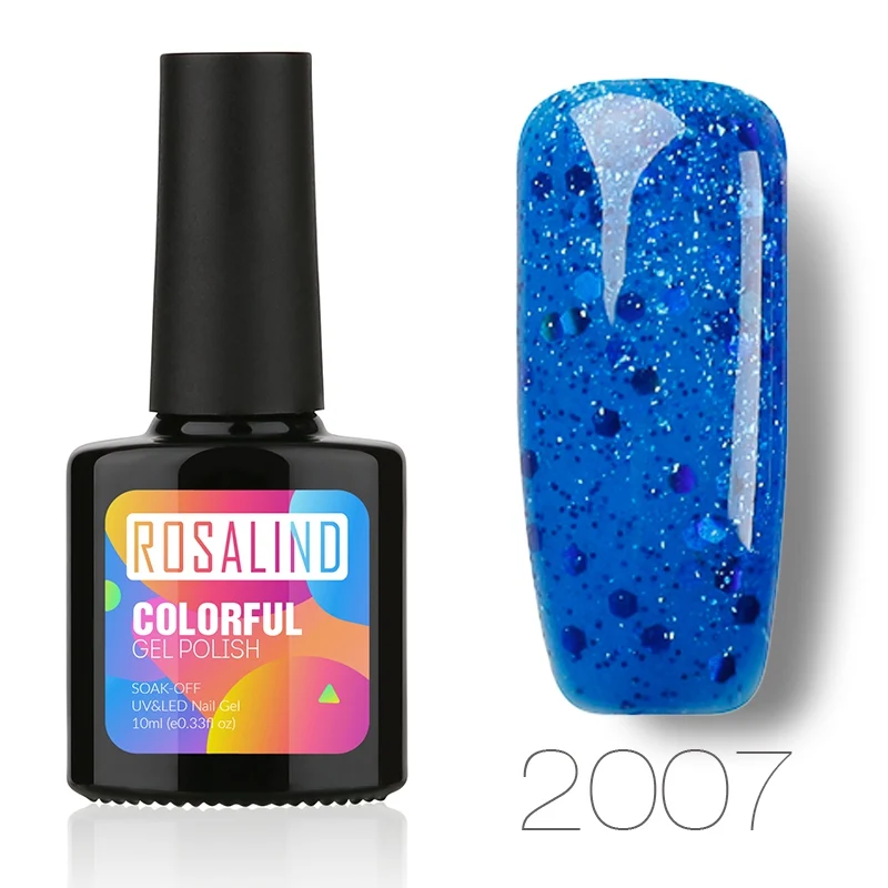 2007 ROSALIND УФ светодиодный Гель-лак для ногтей голубой бриллиант лак для ногтей долговечный Гель-лак замачивающийся лак для ногтей мерцающий цветной - Цвет: 2007