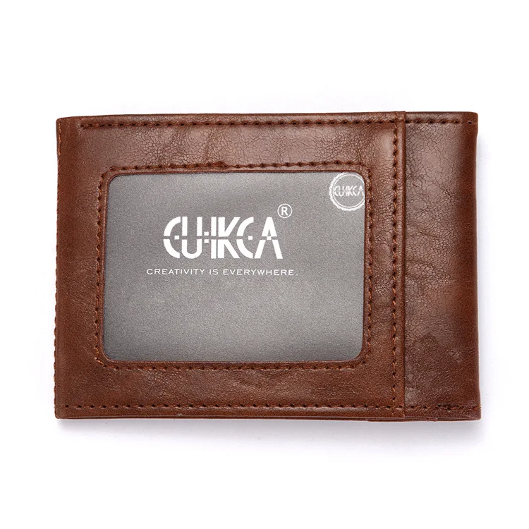CUIKCA RFID корейские Модные Качественные сумасшедшие мужские кошельки из искусственной кожи Кошельки на застежке винтажные мужские кошельки для карт Carteira XF361