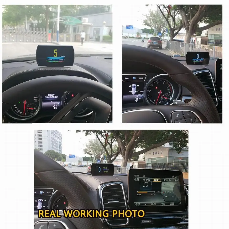P12 4 3 дюймовый ЖК-дисплей для автомобиля HUD OBD 2 Предупреждение о превышении