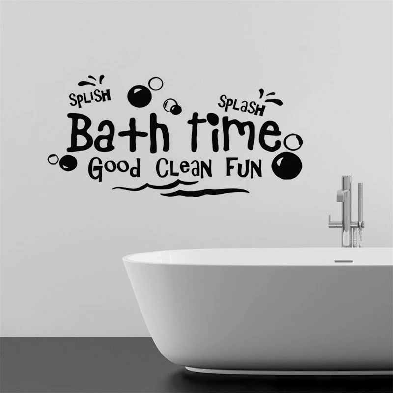 Виниловые наклейки на стену splash-bath-time-bubbles для Настенный декор ванной комнаты