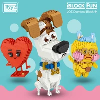 loz diamond blocks cute toys building blocks figures plastic assembly toys educational smile love stool cartoon dog animals diy