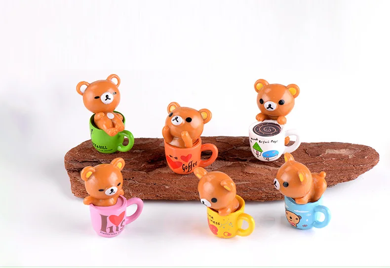 6 шт. кофейная чашка Медведь Kawaii животные модель миниатюрная садовая фигурка аксессуары для украшения дома Декор сказочная игрушка "бонсай"