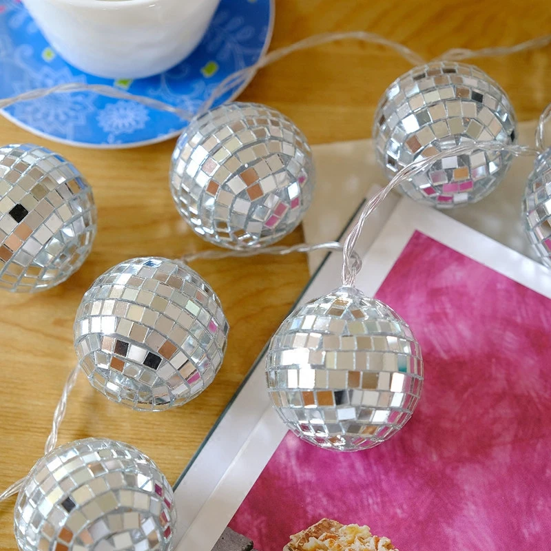 10Led 5cm Fairy Mirror Mosaic Battery Operated String Light 1.5m LED Decoration For Christmas Garland New Year gerlyanda 2018 | Лампы и
