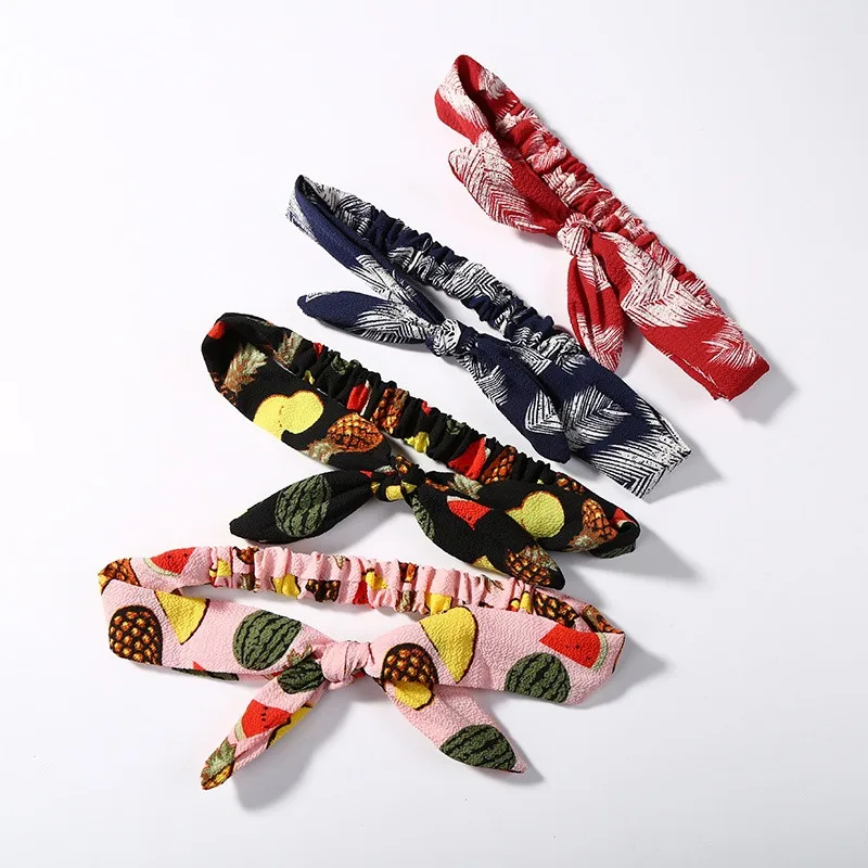 Summer Style Colorfull Chiffon Bowknot Hairbands Elastic Hair Bands Knot Headbands for Women Girls Hair Accessories Headwear