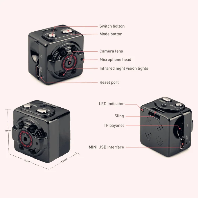 SQ8 Mini DVR Camera HD 1080 P Night Vision Motion Detection Camcorder Class 10 Video Recorders | Компьютеры и офис