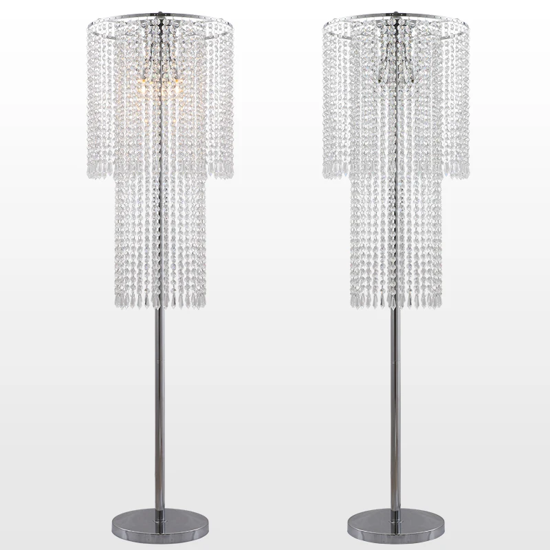 

Living Room Floor Lamps Modern Clear Crystal Luxury Bedroom Floor Lamps Simple double layer Restaurant Study Room Floor Lamps