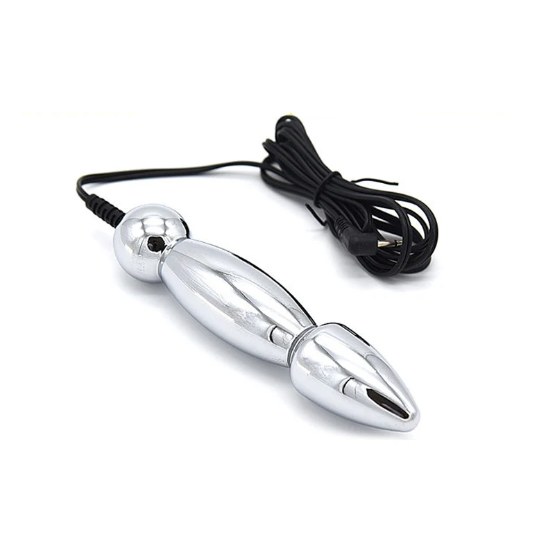 Анальная пробка с электрическим током двойной электрод металлический массаж