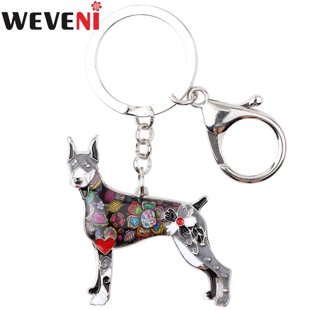 WEVENI эмалированный брелок Doberman для собак ключей сумка аксессуары автомобиля