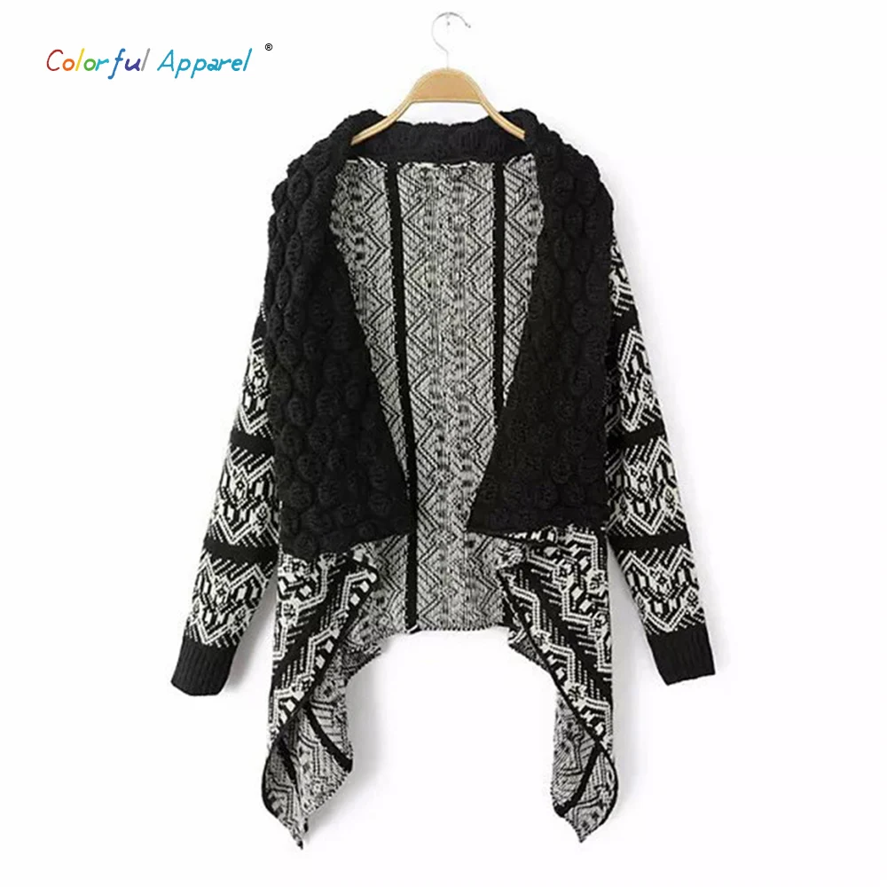 CA осенне-зимней моды ретро геометрический узор свитер кардиганы кабо пальто