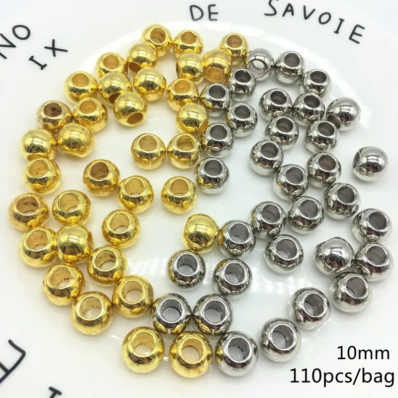 Металлические бусины с большим отверстием 10 мм для изготовления ювелирных