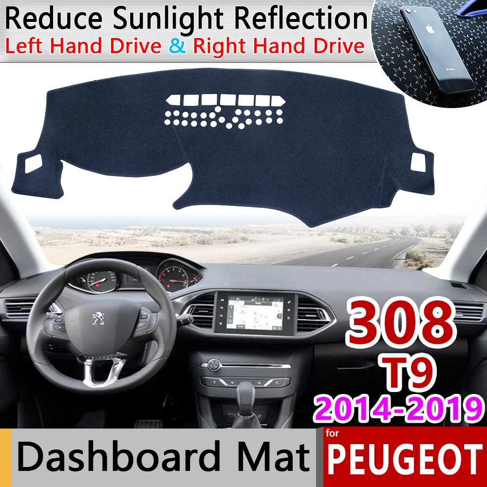 Для peugeot 308 T9~ 308 308sw 308GTI Противоскользящий коврик, коврик на приборную панель Зонт приборной аксессуары с покрытием SW GTI