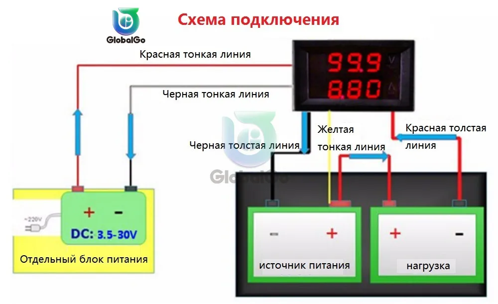 DC/100 V/10A цифровой амперметр вольтметр Синий Красный светодиодный двойной цифровой панельный Ампер Вольтметр датчик для автомобиля измеритель тока