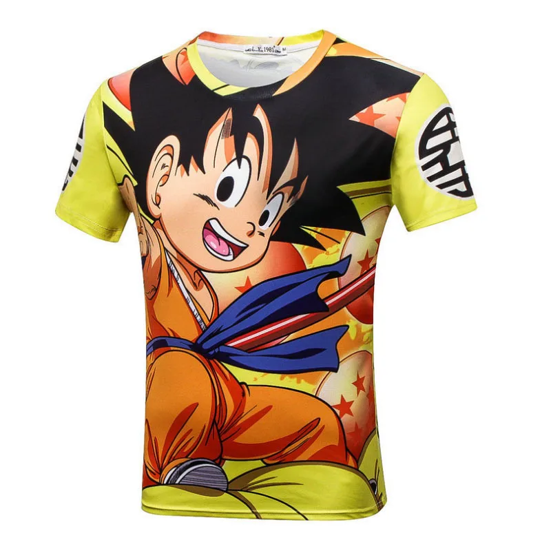 Dragon Ball Z футболка Супер Saiyan Сон Гоку черный Гохан Вегета Мастер Роши 3D печатных