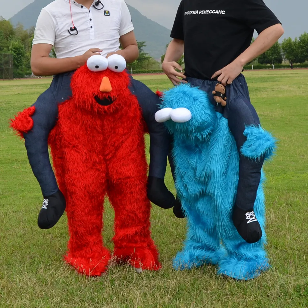 2018 Elmo набивная езда на мне Улица Сезам печенье монстр талисман носить с собой