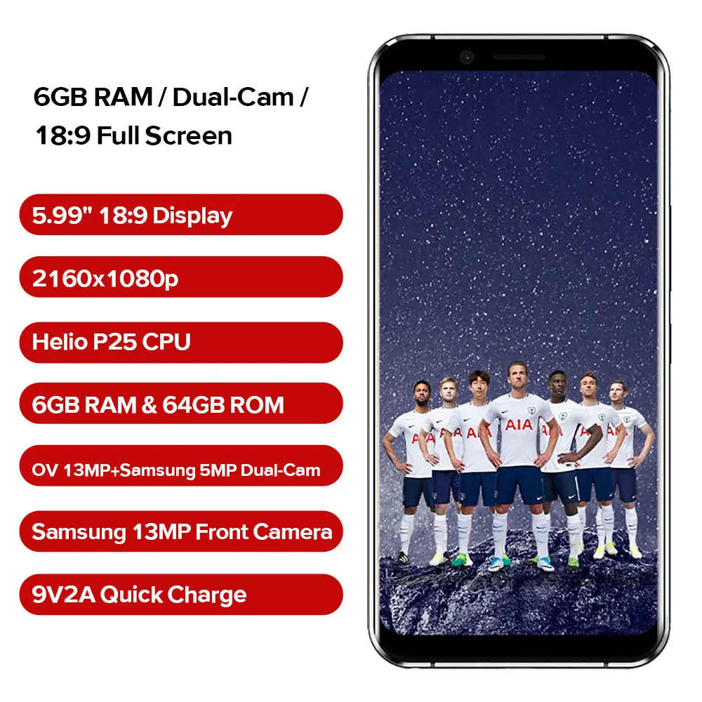LEAGOO S8 Pro смартфон с 5 99-дюймовым дисплеем восьмиядерным процессором MT6757CD ОЗУ 6 ГБ