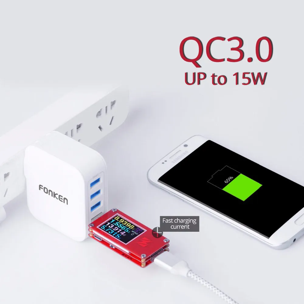 4 порта Быстрая зарядка 3 0 USB зарядное устройство универсальное QC3.0 быстрое