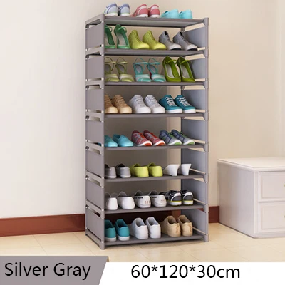 gray 6 layer Простой стеллаж для обуви ментальный многослойный стеллаж хранение обуви современный минималистичный пылезащитный нетканый шкаф для обуви - Цвет: gray 6 layer