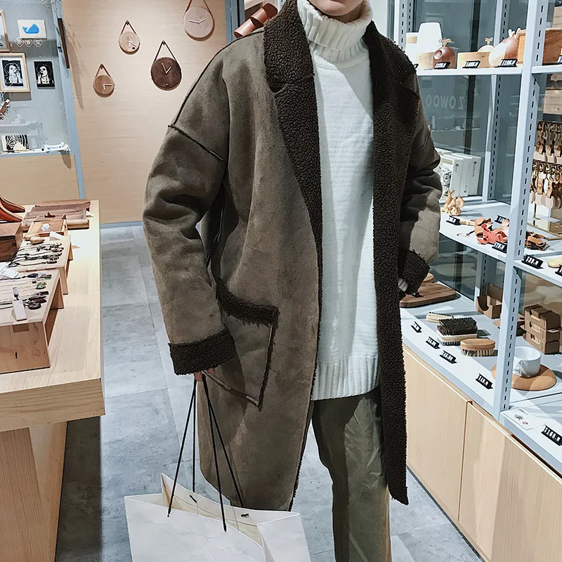 Зимние мужские однотонные шерстяные и смесовые повседневные пальто с отложным