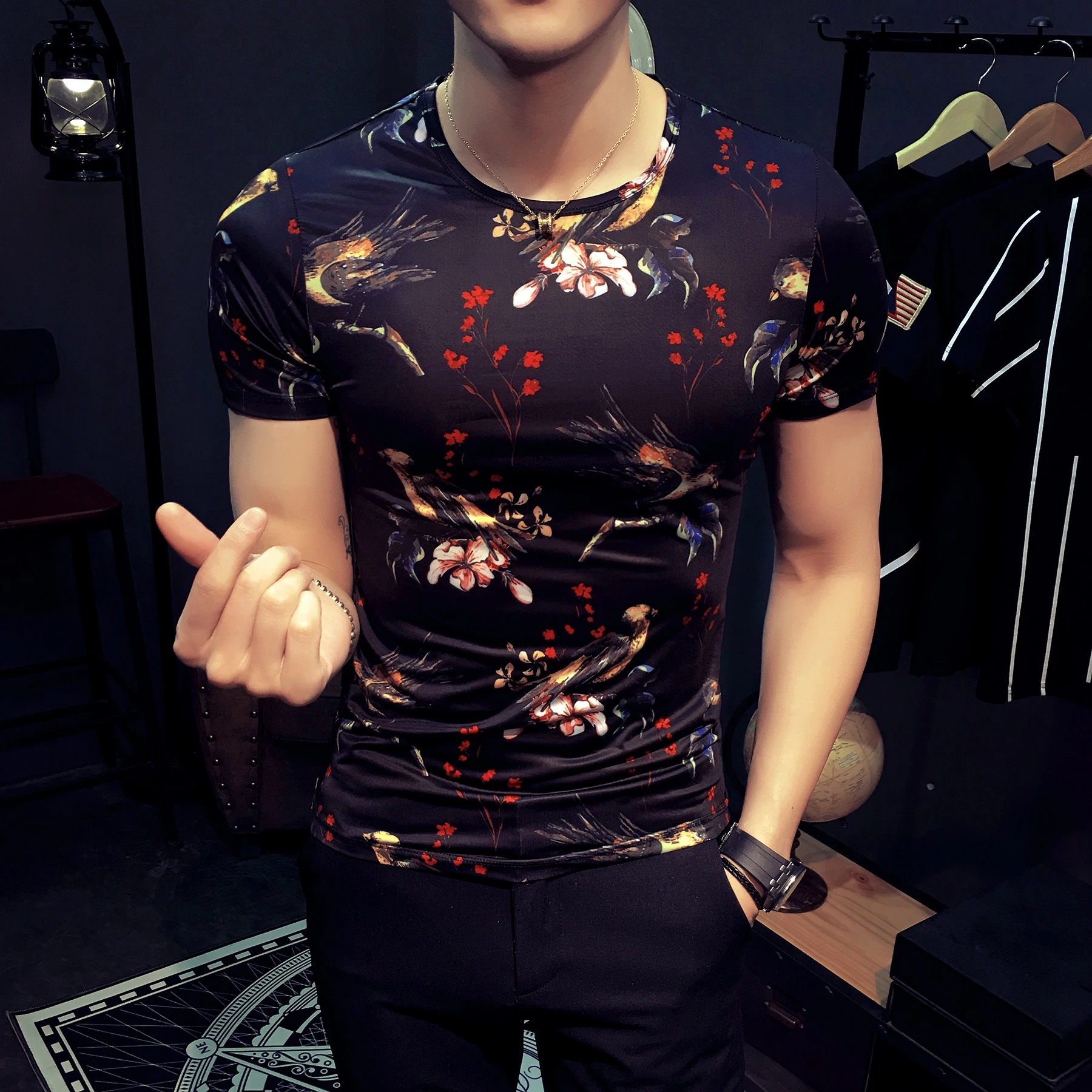 

Мужская футболка с короткими рукавами, с принтом из ледяного шелка, в Интернете, в стиле знаменитостей, культиватор, короткая волна, B333, t531, P30