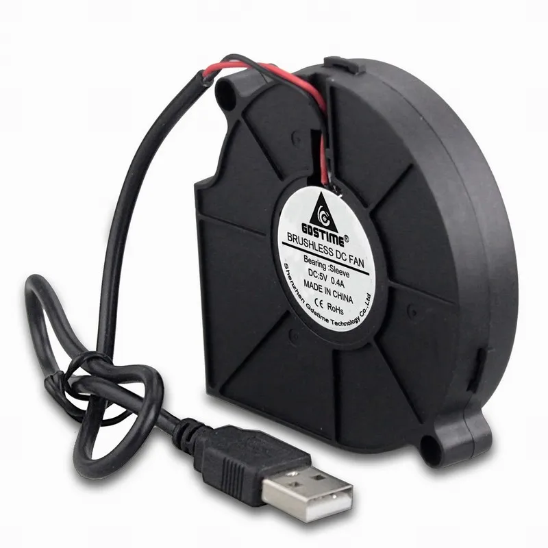 2 шт. Gdstime 5 В USB 75 мм x 15 мм 7515 DC Бесщеточный Охлаждающий вентилятор 7 см 75x15 мм