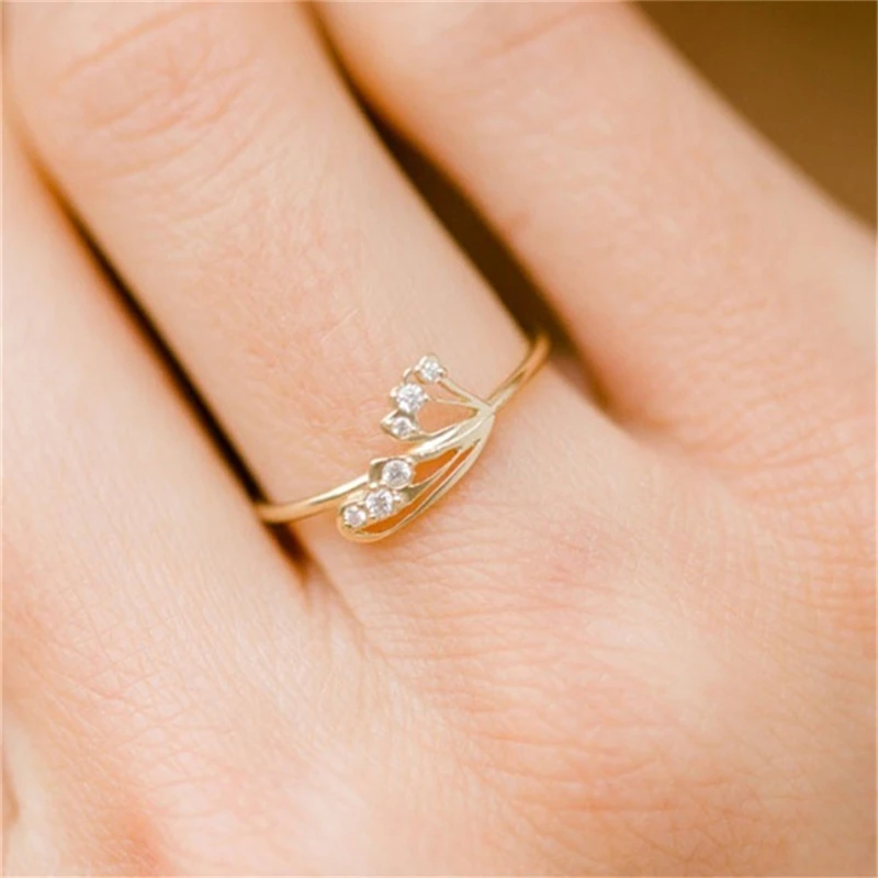 ROMAD изысканный очаровательный кольцо для женщин полые женские богемные листья