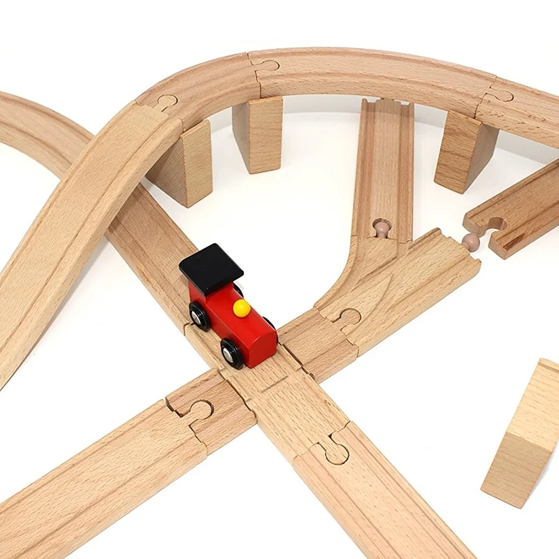 

Wooden Train Track Accessories Train Railway Compatible with Wood Trains Wood Tracks Railway with All Brands Trains Dropshipping