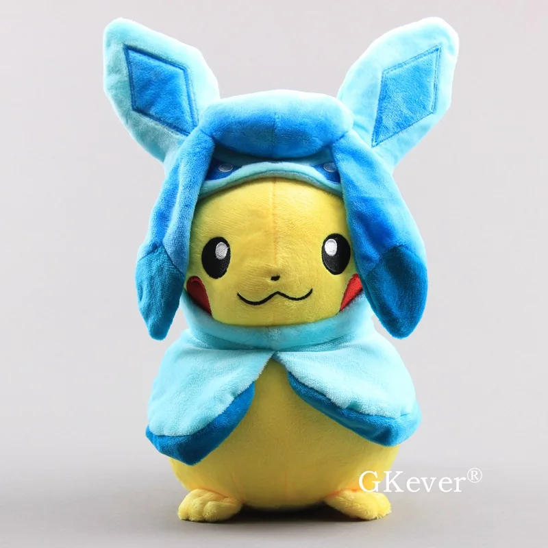 Glaceon 10 Стили Пикачу Косплей Eevee Jolteon Пикачу в Vaporeon плащ серия Пикачу куклы мягкие куклы Sylveon игрушки 1" 28 см - Цвет: Glaceon